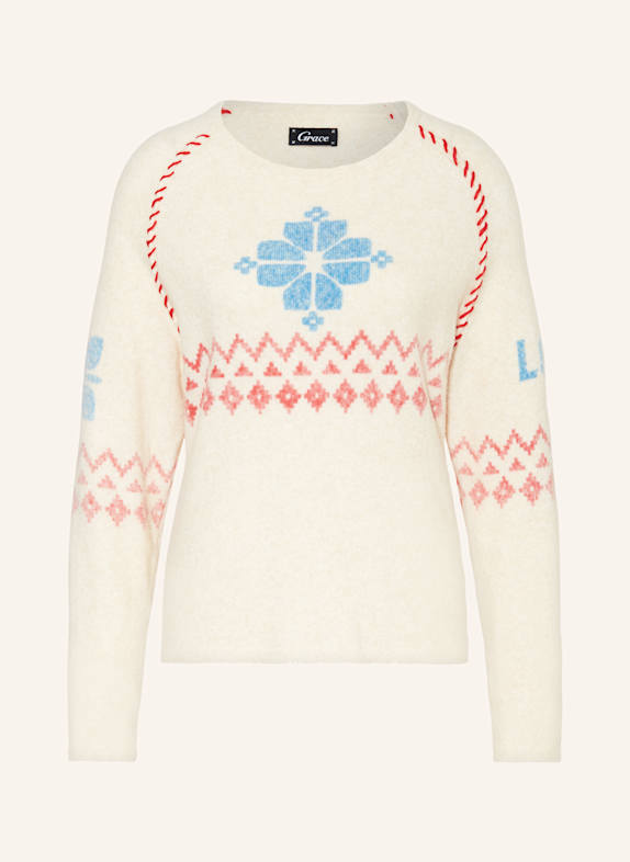 Grace Pullover CREME/ HELLBLAU/ ROT