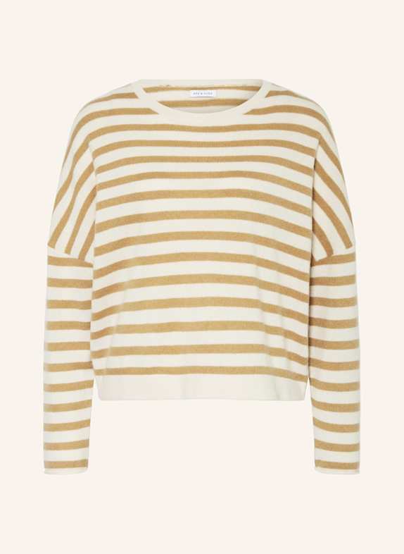 MRS & HUGS Cashmere-Pullover ECRU/ CAMEL
