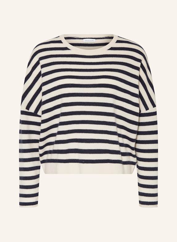 MRS & HUGS Cashmere-Pullover ECRU/ DUNKELBLAU