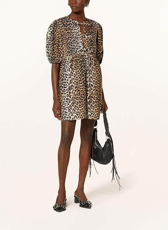 GANNI Kleid BRAUN/ SCHWARZ/ BEIGE