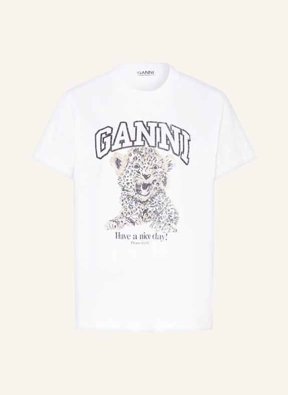 GANNI T-Shirt WEISS/ SCHWARZ/ BEIGE