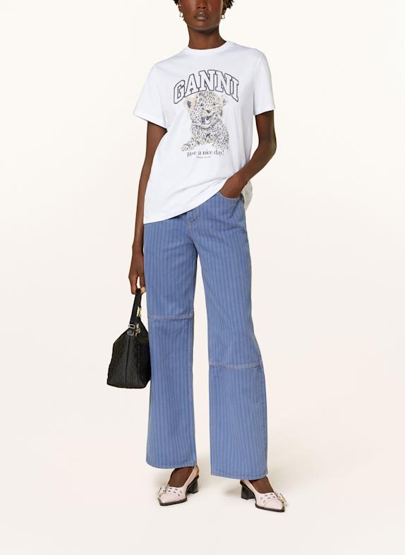 GANNI T-shirt WIT / ZWART / BEIGE