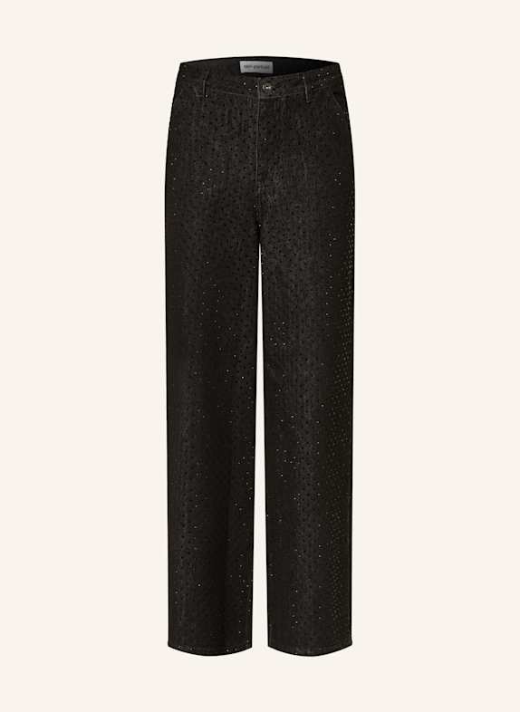 self-portrait Straight jeans with decorative gems BLACK BLACK