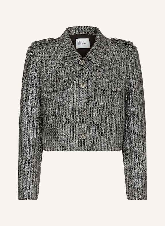 self-portrait Bouclé jacket with glitter thread BLACK/ SILVER