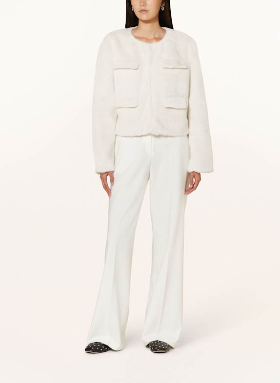 self-portrait Overjacket mit Kunstpelz CREME