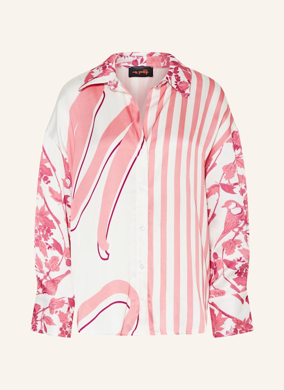 miss goodlife Satin shirt blouse WHITE/ PINK/ FUCHSIA