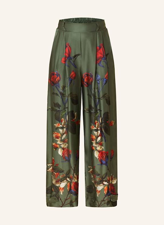 miss goodlife Wide leg trousers in satin GREEN/ RED/ DARK BLUE