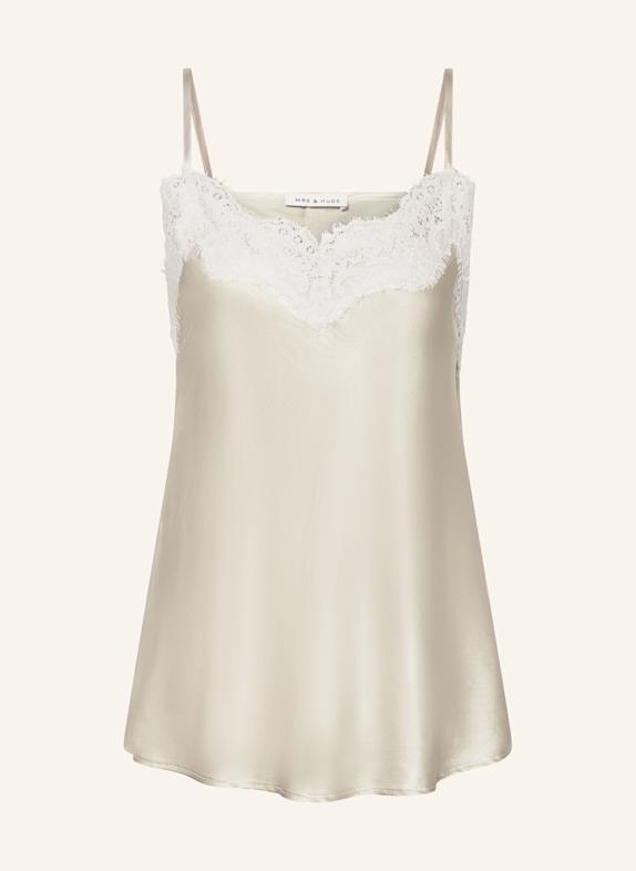 MRS & HUGS Satintop aus Seide mit Spitze BEIGE