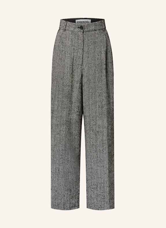 ESSENTIEL ANTWERP GRANT wide leg trousers BLACK/ WHITE