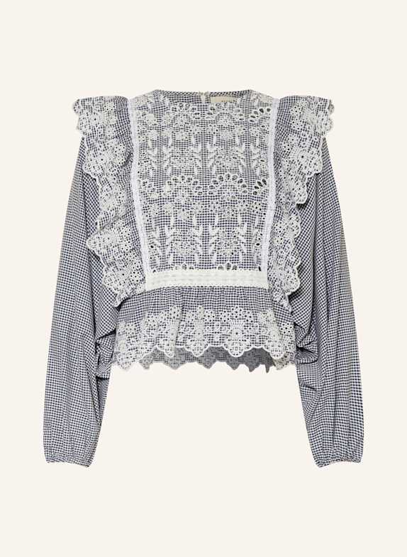 WEEKEND Max Mara Blusenshirt ORAZIO mit Lochspitze DUNKELBLAU/ WEISS