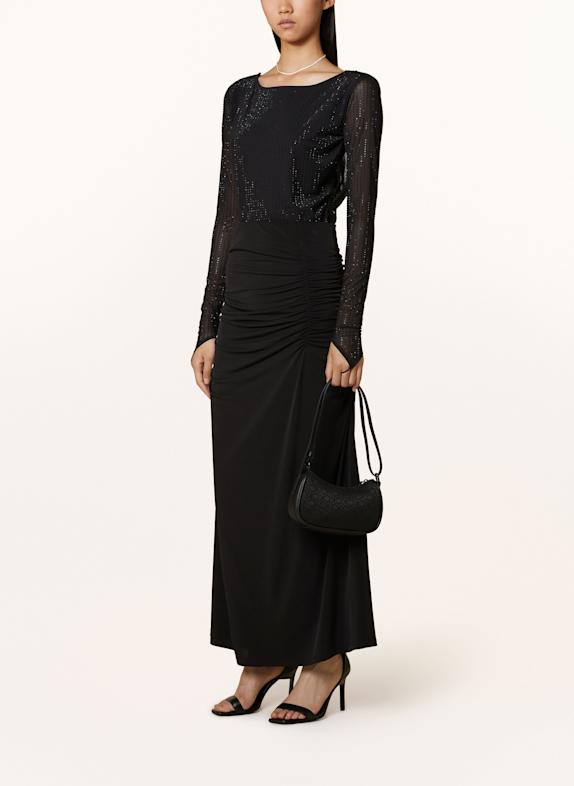 OW Collection Blouse MESHA van mesh met sierstenen ZWART