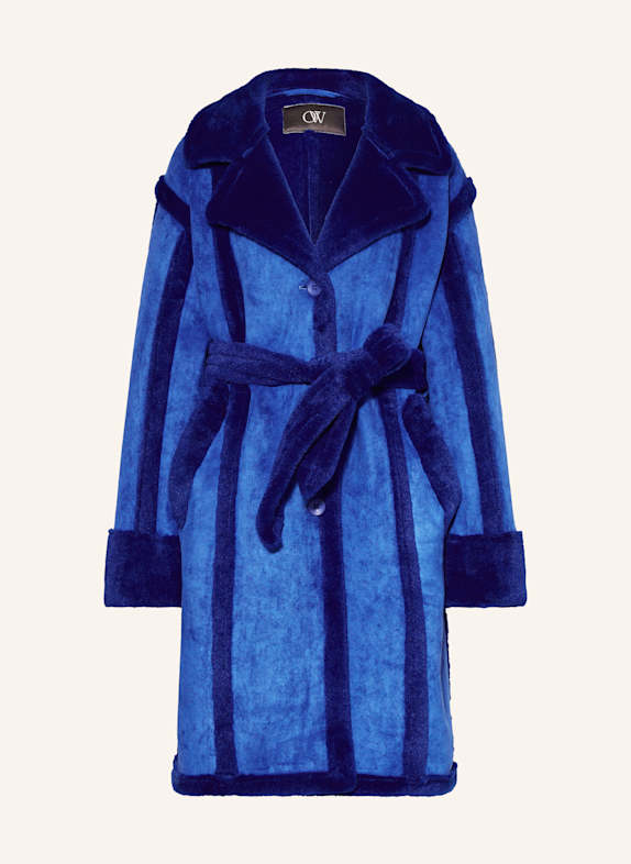 OW Collection Oversized-Mantel NEW YORK mit Kunstfell BLAU