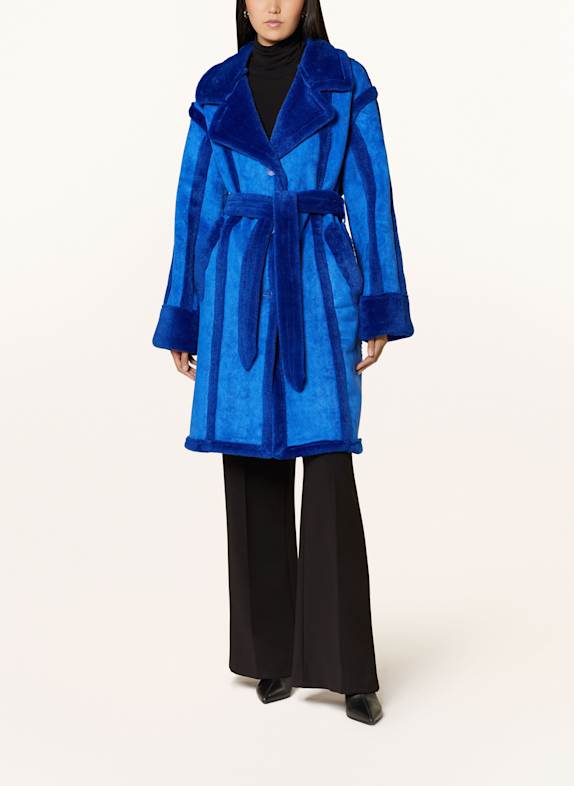 OW Collection Oversized-Mantel NEW YORK mit Kunstfell BLAU