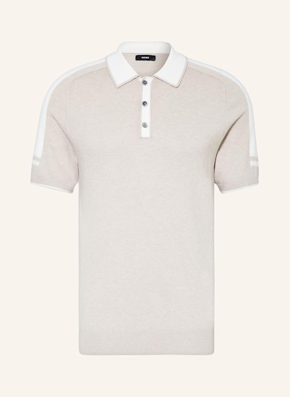 REISS Strick-Poloshirt BRUNSWICK DUNKELBRAUN/ ECRU