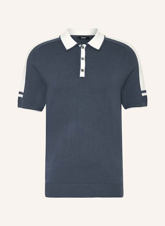 REISS Strick-Poloshirt BRUNSWICK BLAUGRAU/ WEISS