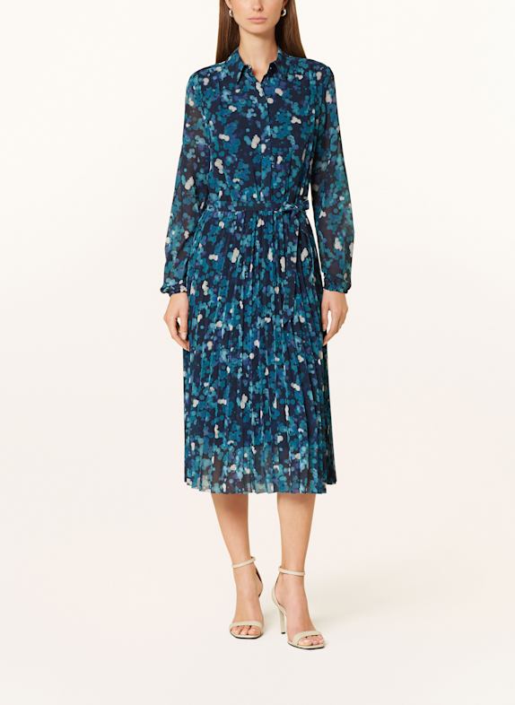 BETTY&CO Shirt dress with pleats DARK BLUE/ TEAL/ CREAM