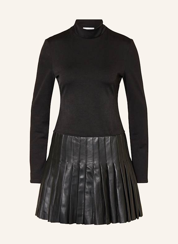 CLAUDIE PIERLOT Kleid im Materialmix mit Plissees SCHWARZ