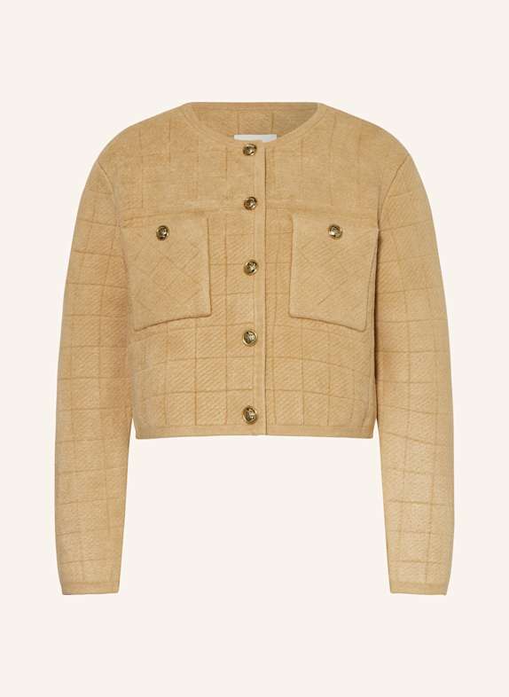 SANDRO Cropped-Strickjacke CAMEL