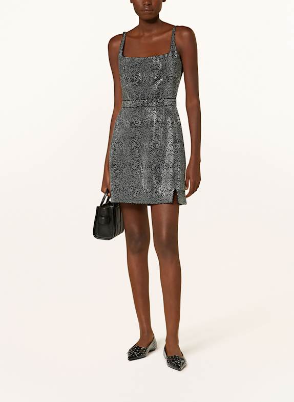 MARC JACOBS Cocktailkleid mit Schmucksteinen SCHWARZ / SILBER