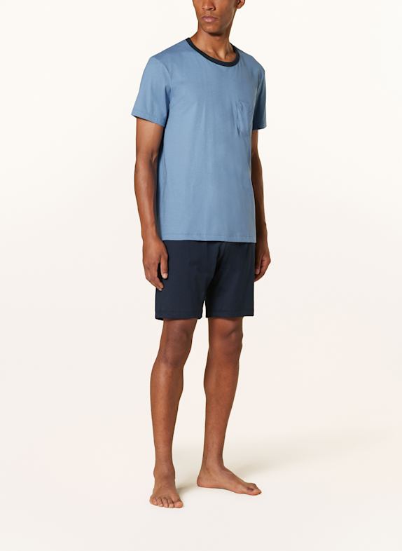 CALIDA Shorty-pyjama RELAX ESSENTIALS BLAUWGRIJS / DONKERBLAUW