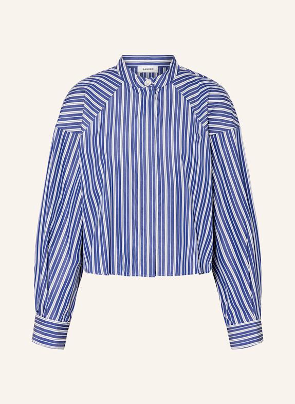 SANDRO Bluse mit Schmucksteinen DUNKELBLAU/ WEISS/ DUNKELGRAU