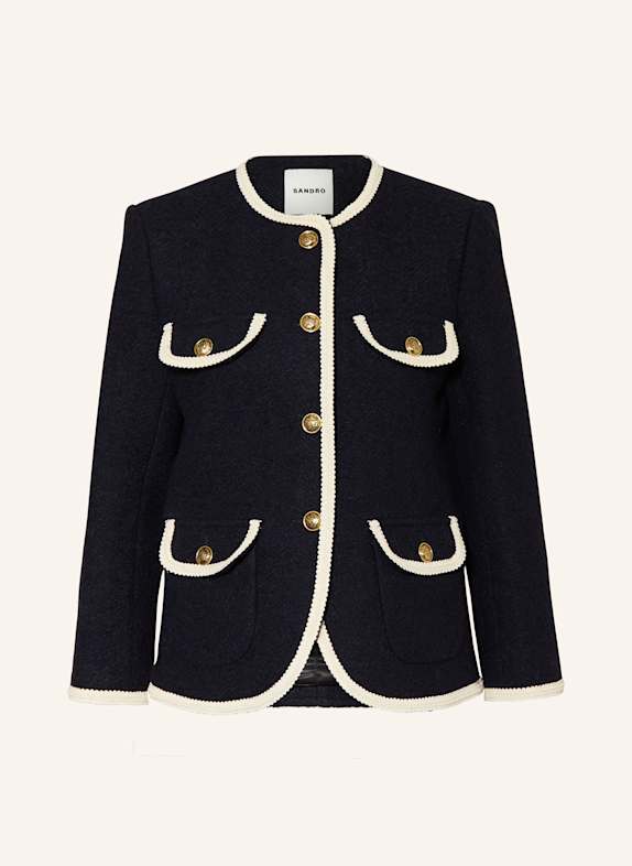 SANDRO Kastenjacke DUNKELBLAU/ WEISS