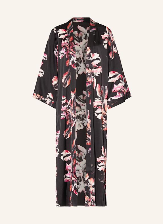 ALLSAINTS Kimono CARINE z satyny CZARNY/ CZERWONY/ MOCNORÓŻOWY