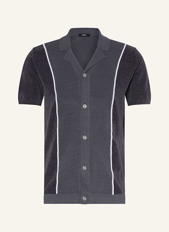 REISS Resorthemd MEASTRO im Materialmix DUNKELBLAU