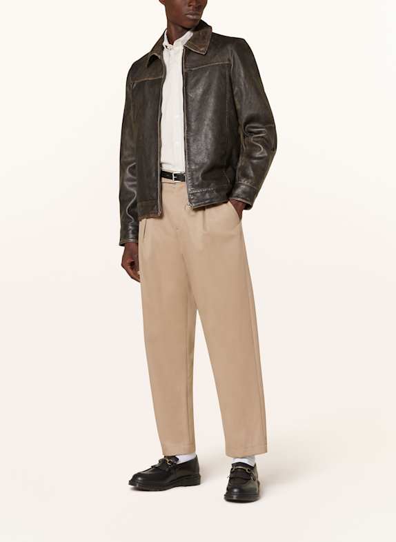 ALLSAINTS Leren jas ALKAN ZWART / MARRON FONCÉ