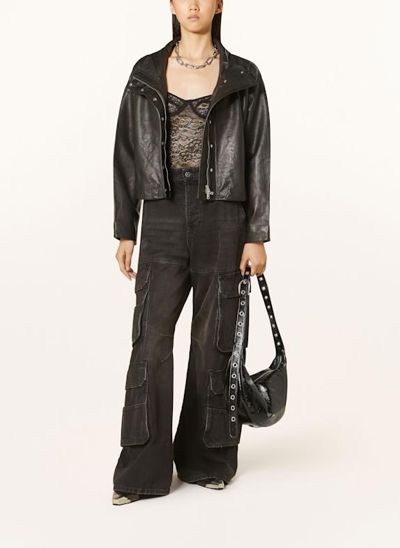 ALLSAINTS Krótka kurtka skórzana RYDER CZARNY