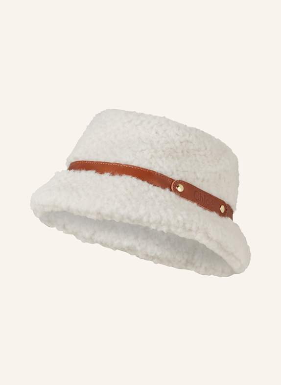 Chloé Klobouk Bucket Hat z plyše s nýty 148 ELFENBEIN