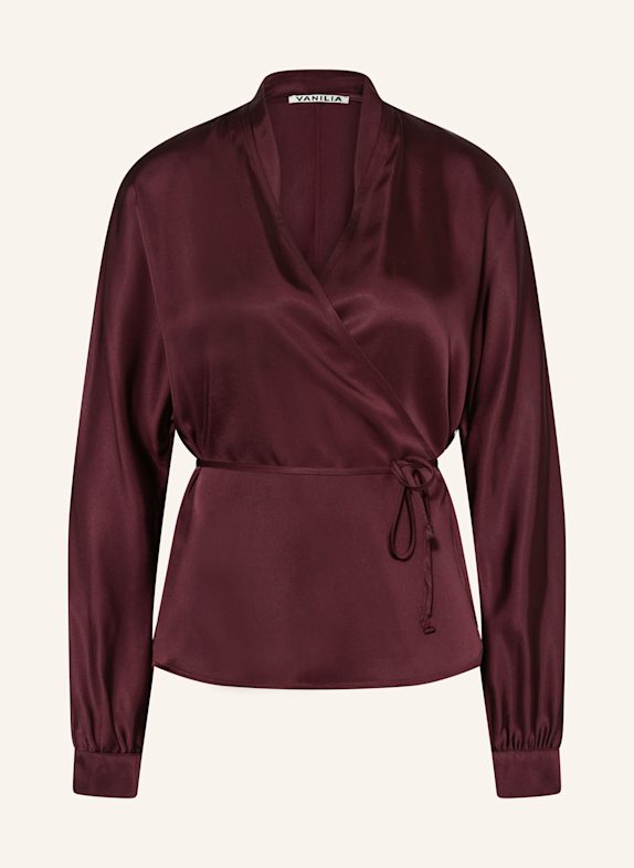 VANILIA Wrap blouse in satin DARK RED