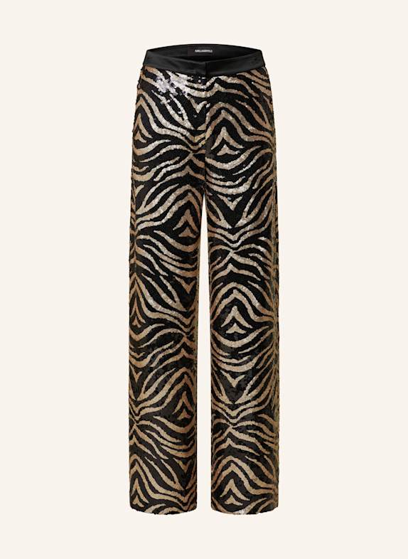 KARL LAGERFELD Wide leg trousers with sequins BLACK/ GOLD
