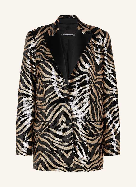 KARL LAGERFELD Long blazer with sequins BLACK/ GOLD