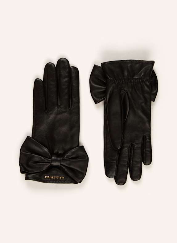 KARL LAGERFELD Leather gloves BLACK