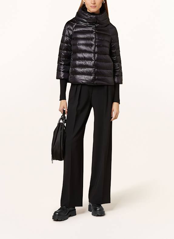 HERNO Péřová bunda SOFIA s 3/4 rukávem ČERNÁ