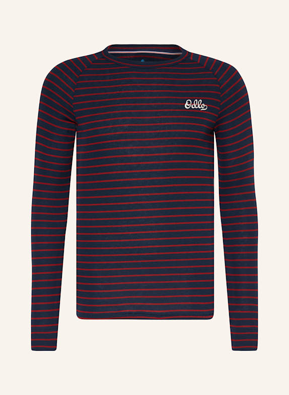 odlo Funktionswäsche-Shirt ACTIVE WARM ORIGINAL STRIPE DUNKELBLAU / ROT