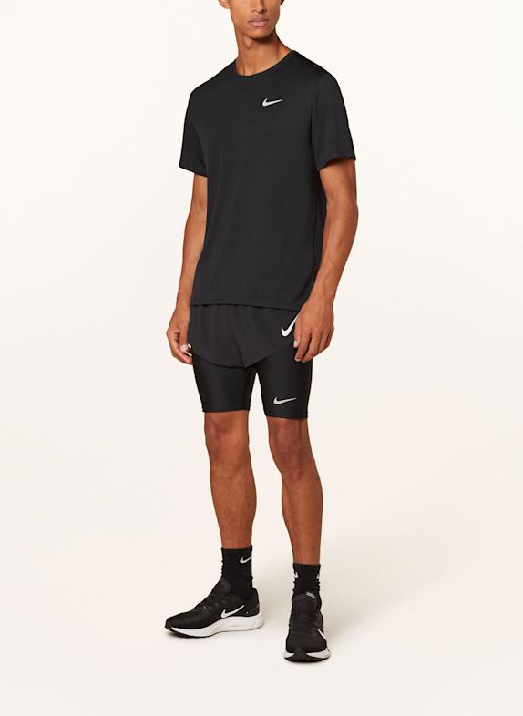 Nike Tricou de alergare MILER 010 NEGRU/ARGINTIU REFLECTORIZANT