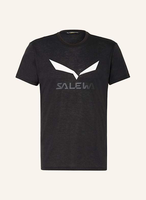 SALEWA T-shirt SOLIDLOGO DRI-RELEASE® BLACK