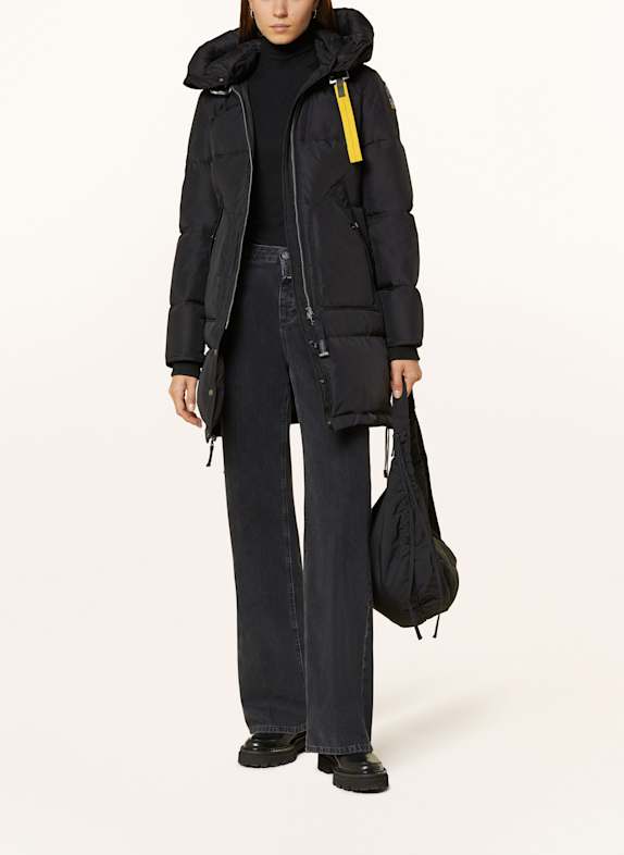 PARAJUMPERS Daunenmantel LONG BEAR mit abnehmbarer Kapuze SCHWARZ