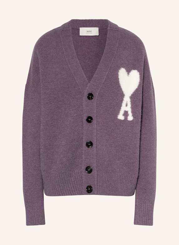 AMI PARIS Strickjacke aus Alpaka LILA/ WEISS