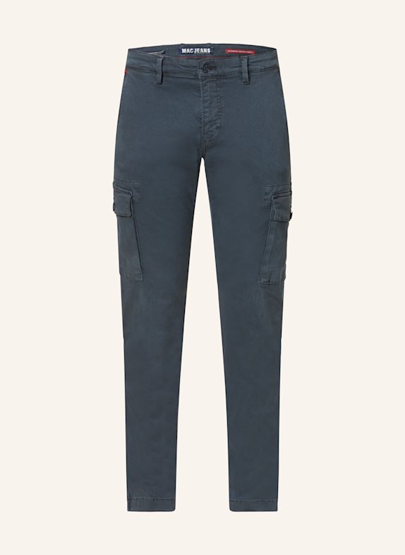 MAC midi smock dress with ouff sleeves and peplum hem in vintage check DUNKELBLAU