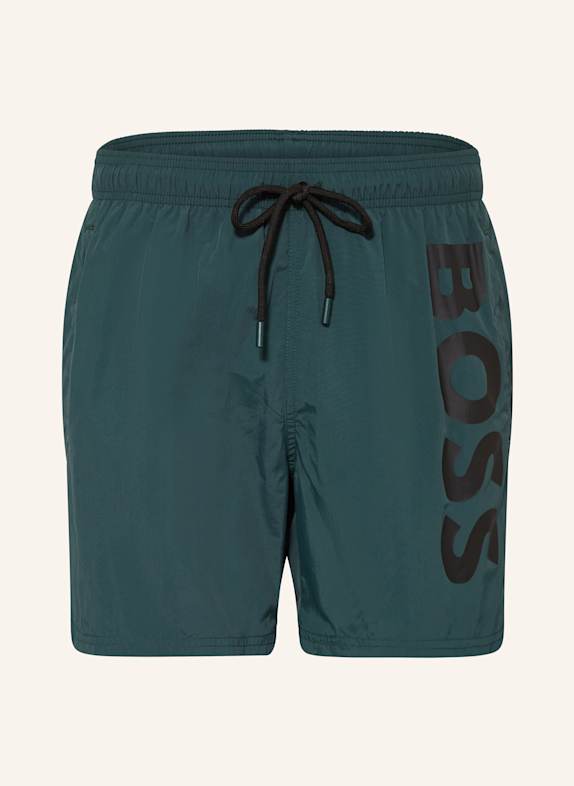 BOSS Koupací šortky OCTOPUS TMAVĚ ZELENÁ
