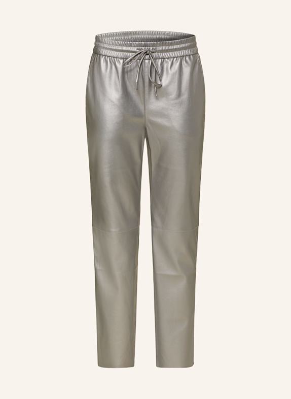 Juvia Hose ROSA in Lederoptik SILBER/ TAUPE