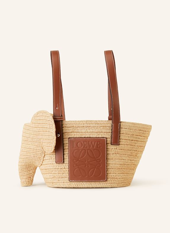LOEWE Shopper ELEPHANT BASKET ECRU/ BRAUN