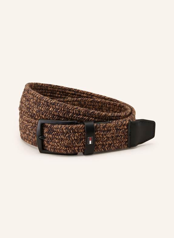 TOMMY HILFIGER Flechtgürtel DENTON SCHWARZ/ BRAUN