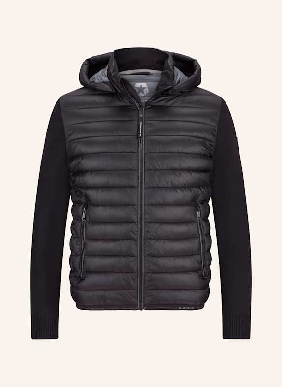 MILESTONE Steppjacke MSGENUA im Materialmix mit abnehmbarer Kapuze SCHWARZ