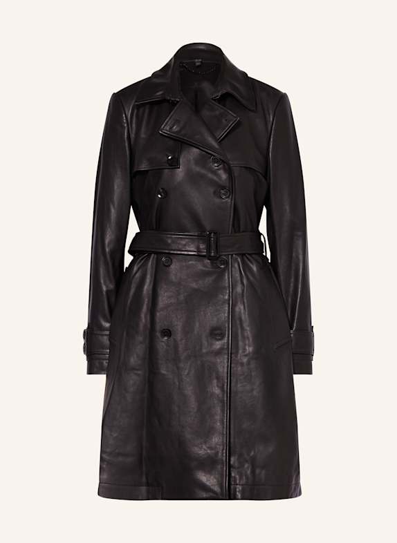 BELSTAFF Trencz CONTOUR ze skóry CZARNY