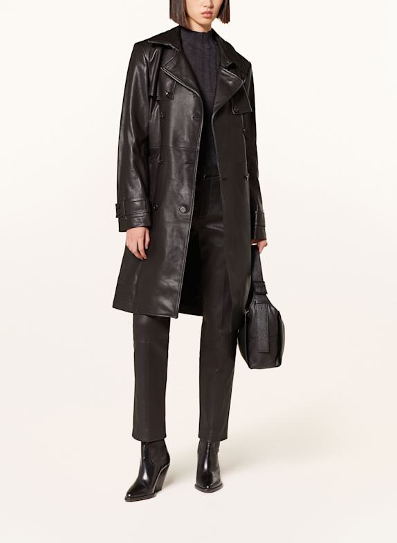 BELSTAFF CONTOUR leather trench coat BLACK