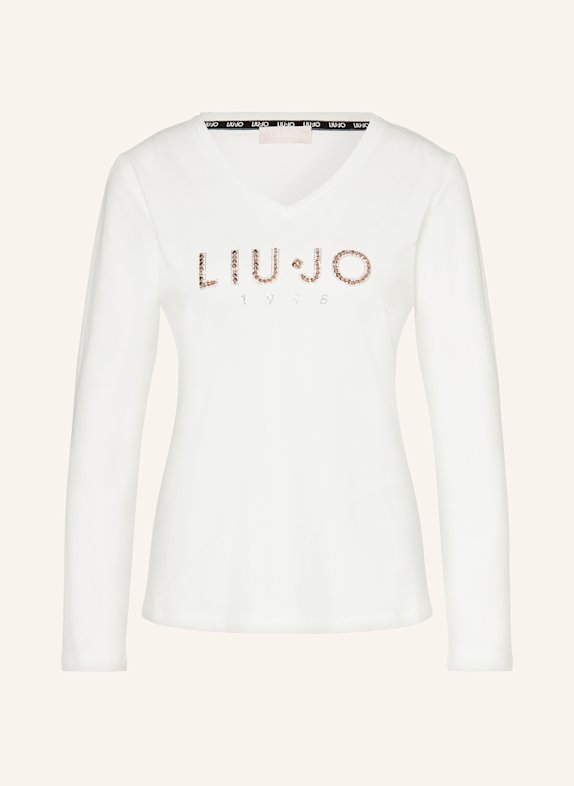 LIU JO Longsleeve mit Schmucksteinen WEISS